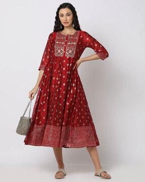 women jamdani print anarkali