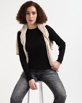 women jenny cable long-sleeve sweater