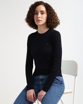 women jenny cable pullover with short sleeves