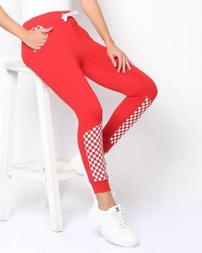 women joggers with checked panels
