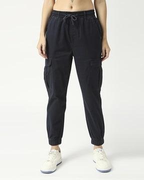 women joggers with elasticated drawstring waist