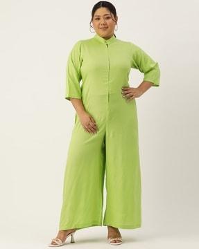 women jumpsuit with band-collar