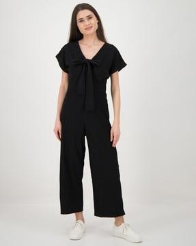 women jumpsuit with bow accent