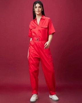 women jumpsuit with waist tie-up