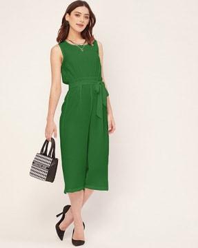 women jumpsuit with waist tie-up