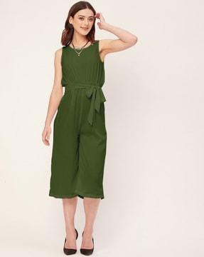 women jumpsuit with waist tie-up