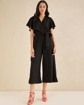 women jumpsuit with waist tie-up