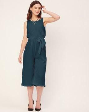 women jumpsuit with waist tie-up