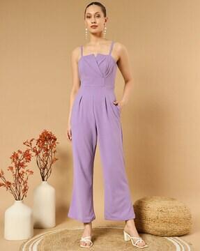 women jumpsuit with waist tie-up