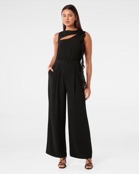 women jumpsuit with waist tie-up