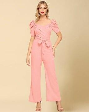 women jumpsuit with waist tie