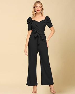 women jumpsuit with waist tie