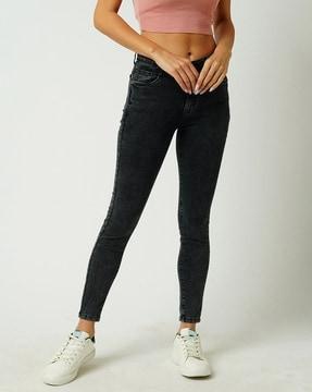 women k4014 acid-wash high-rise skinny fit jeans