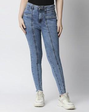 women k5040 mid-wash super skinny distressed jeans