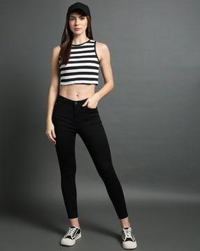 women k684 high-rise skinny fit cropped ankle jeans