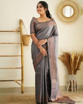 women kanjeevaram silk saree with contrast border