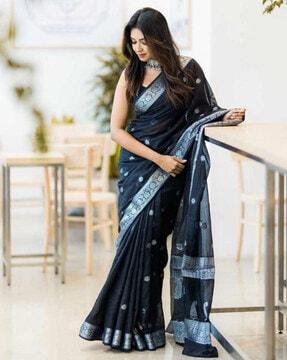 women kanjeevaram silk saree with floral woven motifs