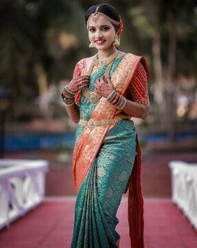 women kanjivaram saree with contrast border