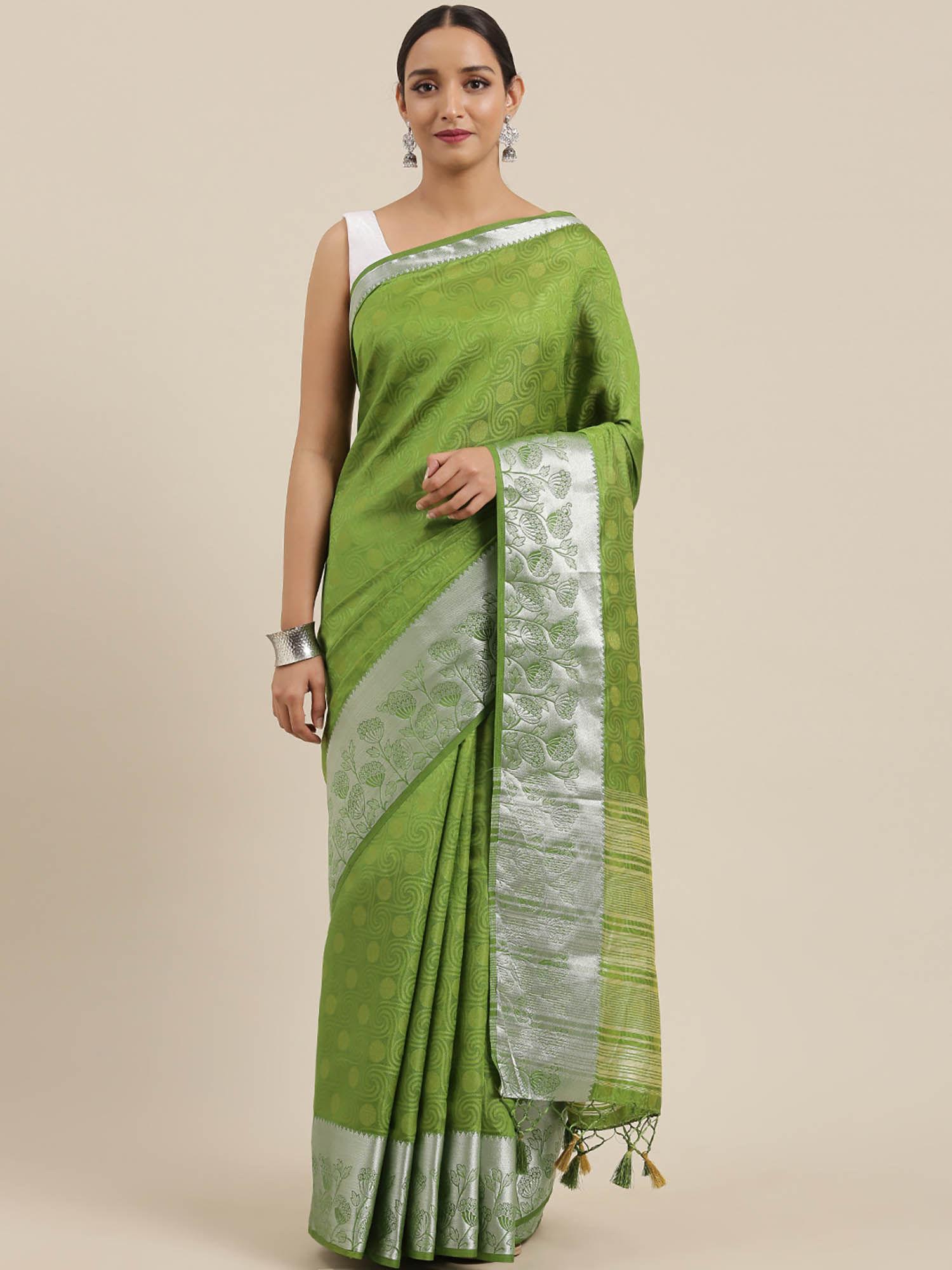 women kanjivaram silk saree with unstitched blouse