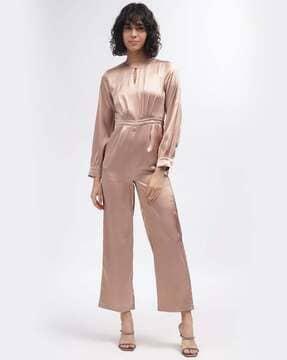 women keyhole-neck jumpsuit