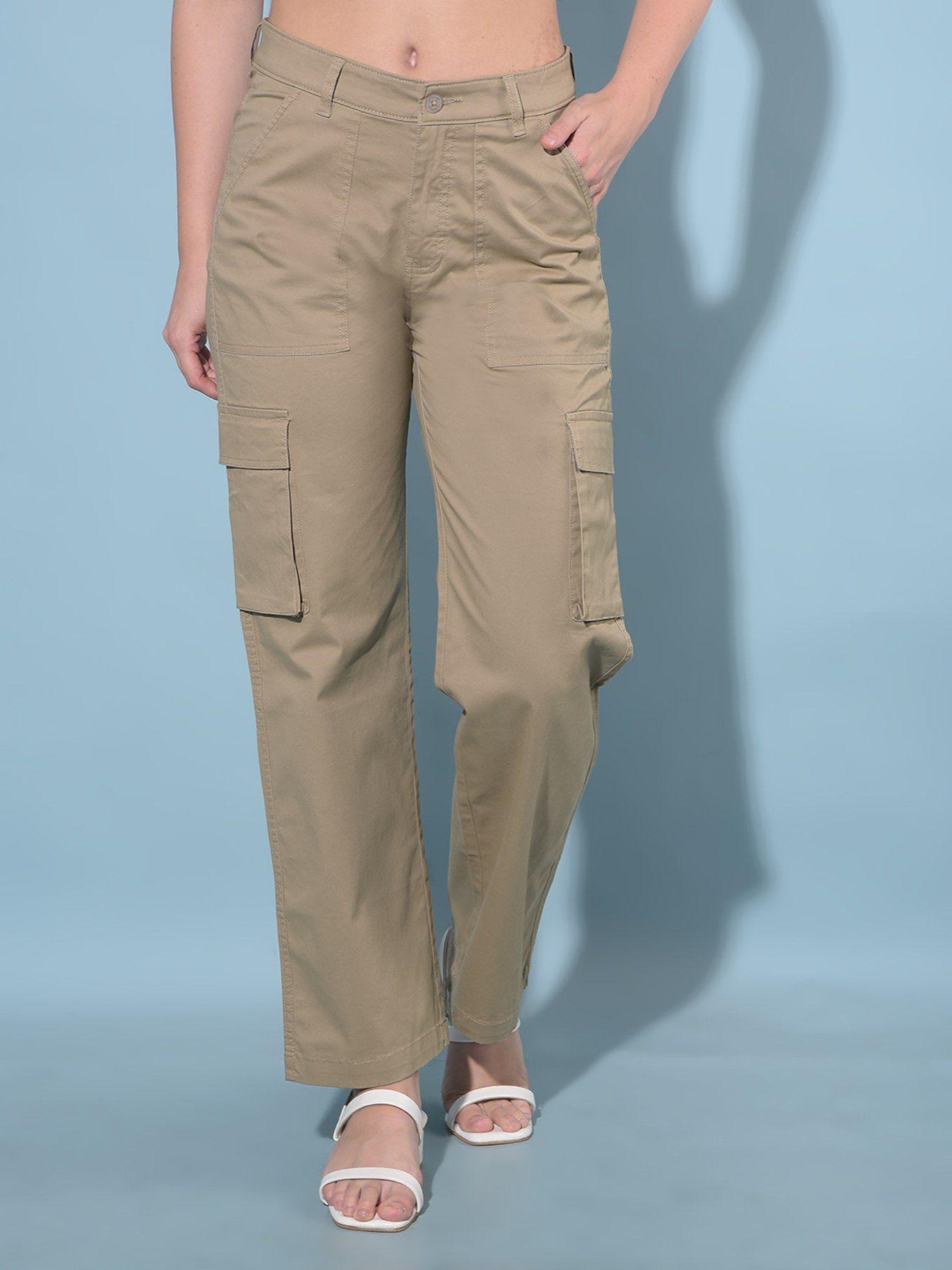 women khaki cargo trousers