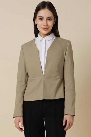 women khaki regular fit blazer