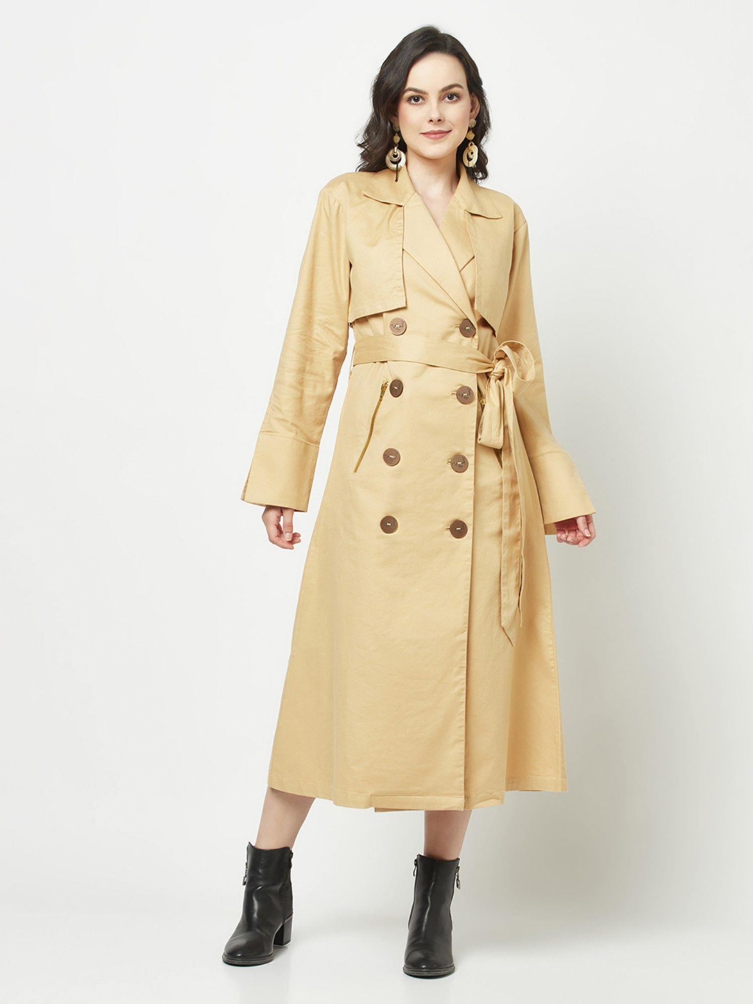 women khaki wrapped peacoat