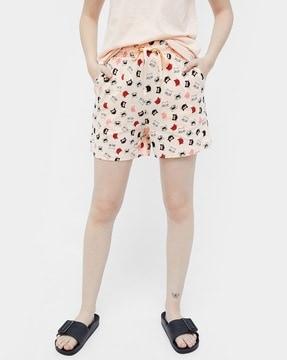 women kitten print bermuda shorts