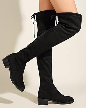 women knee-length slip-on boots