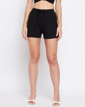 women knit shorts with elasticated waist