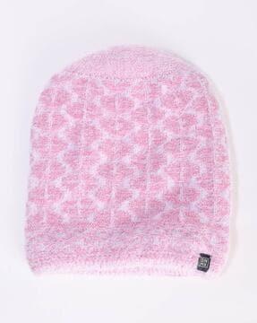 women knitted beanie with elasticated hem