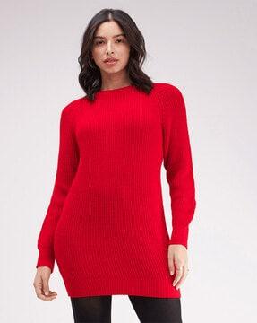 women knitted crew-neck pullover