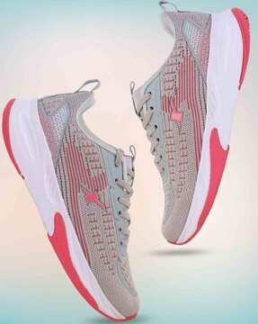 women knitted lace-up running shoes