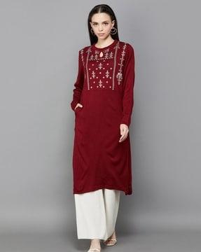 women knitted no darts straight kurta