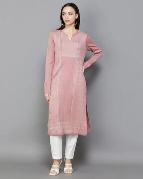 women knitted no darts straight kurta