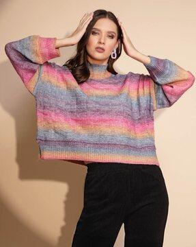 women knitted regular fit high-neck sweatshirt