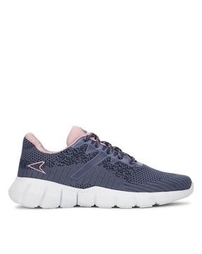 women knitted regular fit lace-up running shoes