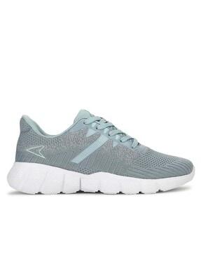 women knitted regular fit lace-up running shoes