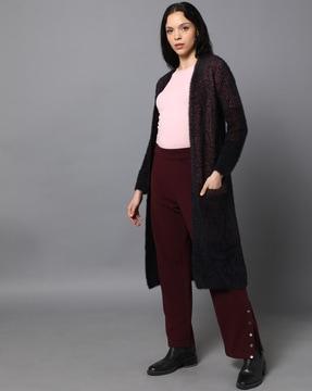 women knitted relaxed fit open-front cardigan