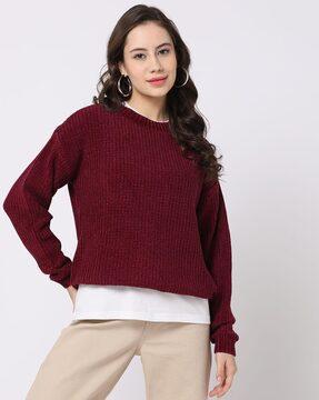 women knitted relaxed fit pullover