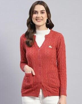 women knitted v-neck cardigan