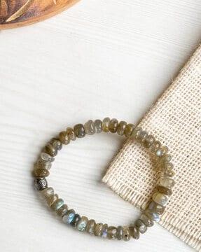 women labradorire-stone beaded stretch bracelet