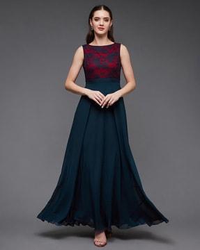 women lace boat-neck gown dress