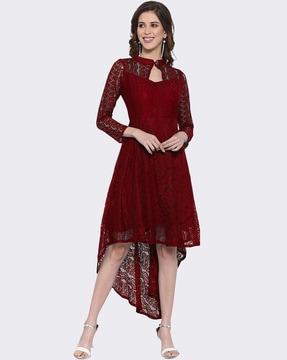 women lace fit & flare dress