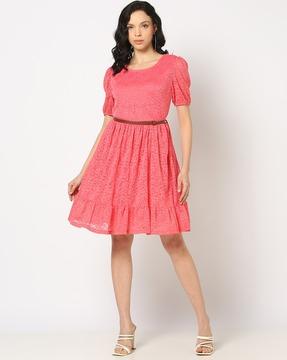 women lace fit & flare dress