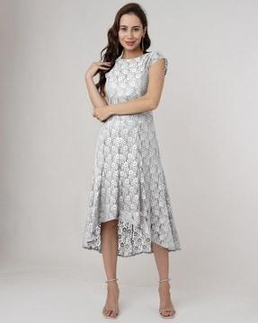 women lace fit & flared dress