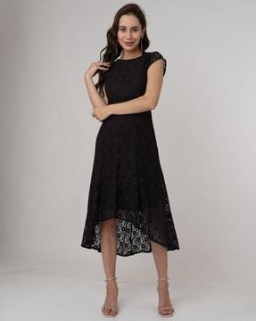 women lace fit & flared dress