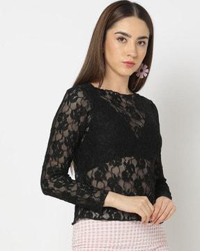 women lace fitted top