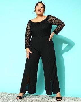 women lace jumpsuit with insert pockets