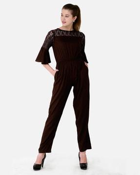 women lace jumpsuits with zip closure